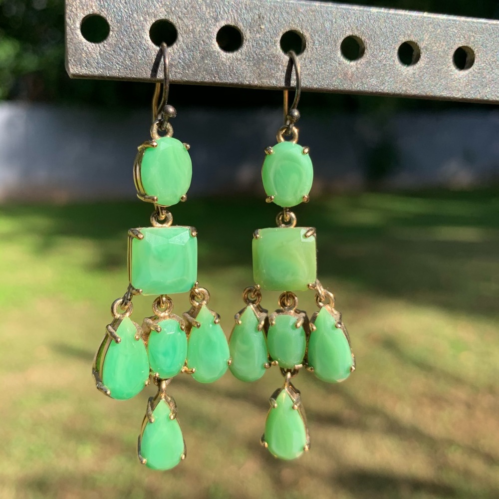 Beautiful emerald drop moon earrings
